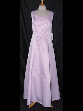 Poly USA #2680 Long Satin Bridesmaid Dress With Embroidery-Size 3X-PINK-NWT